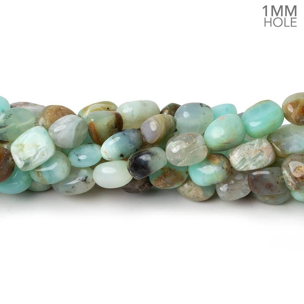 Blue Peruvian Opal plain nuggets 15 inch 49 beads - The Bead Traders