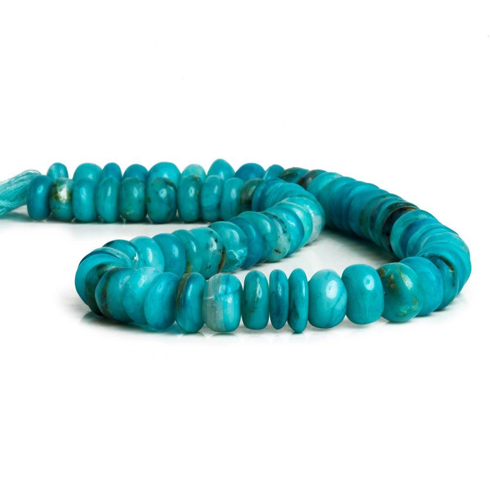 Blue Peruvian Opal Plain Rondelle Beads 12 inch 65 pieces - The Bead Traders