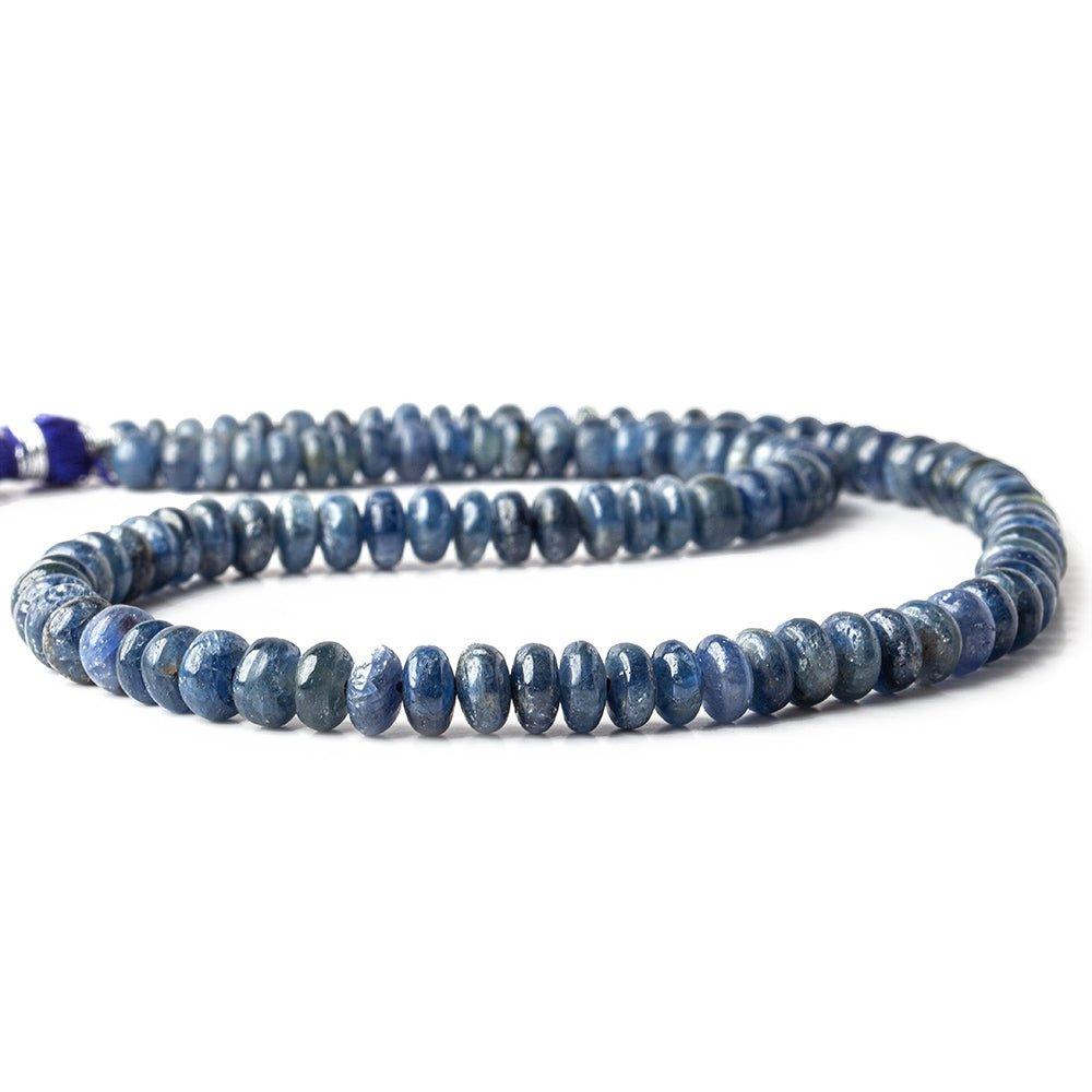 Blue Sapphire plain rondelle beads 14 inch 4.5-6.5mm 109 pieces - The Bead Traders
