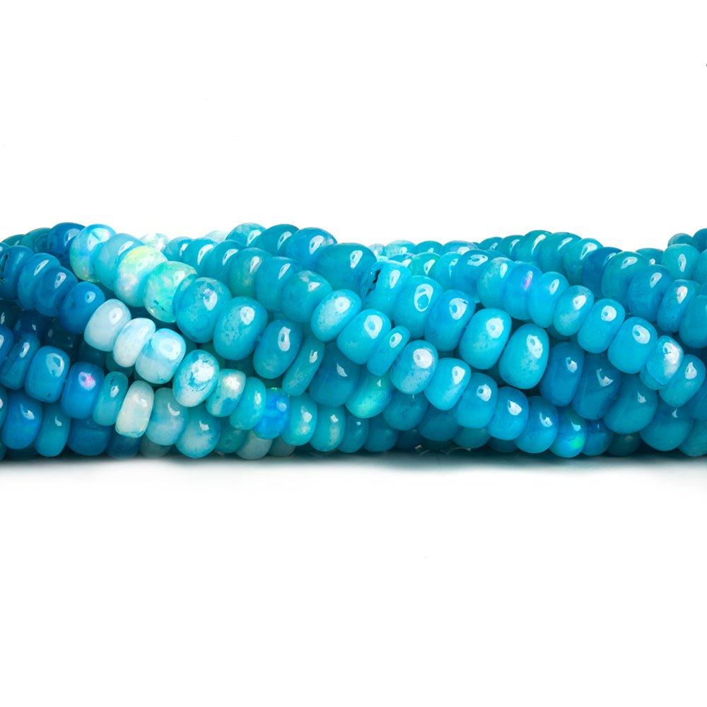 Blue Shaded Ethiopian Opal Plain Rondelle Beads 16 inch 125 pieces - The Bead Traders