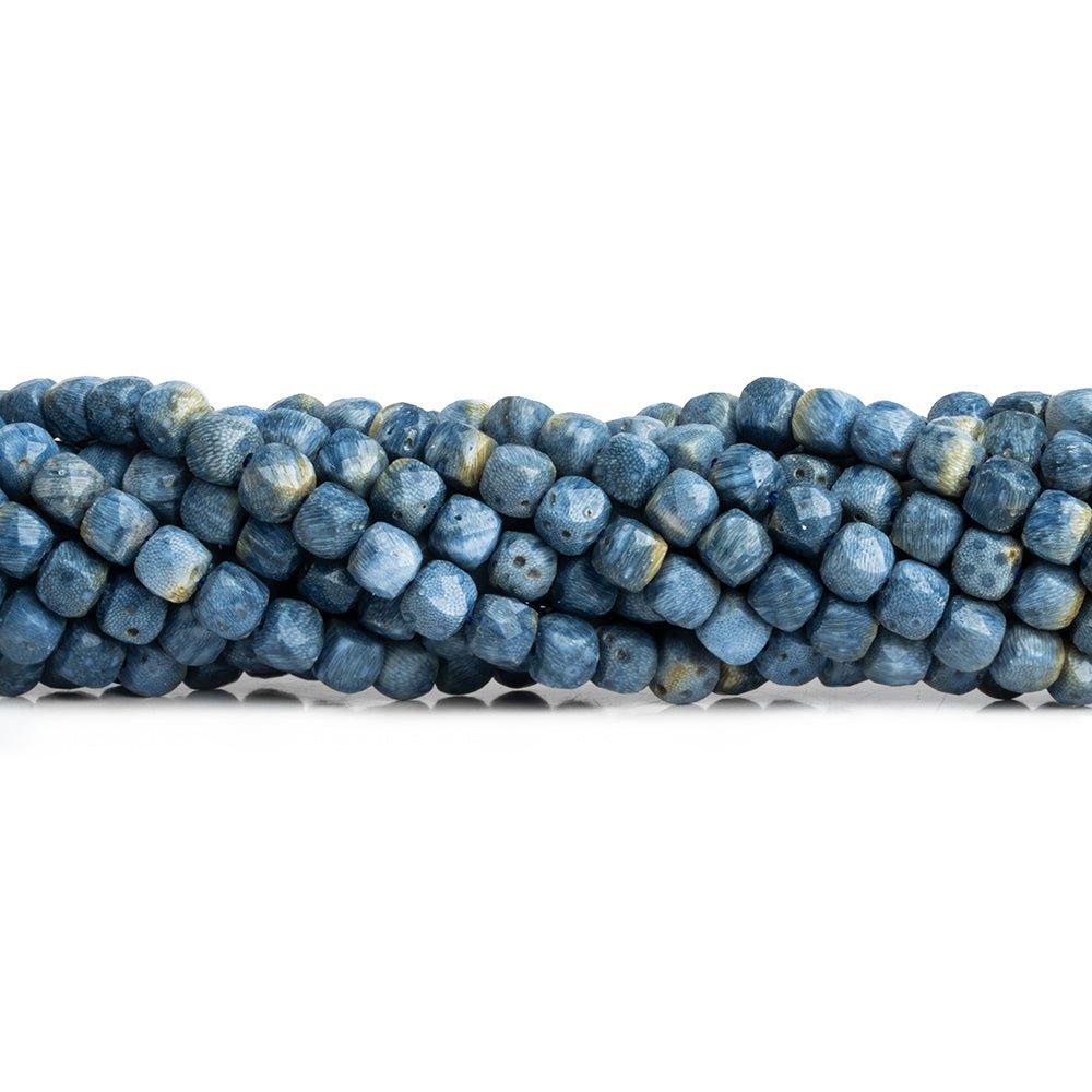 Blue Sponge Coral Faceted Cube Beads 15 inch 90 pieces - The Bead Traders