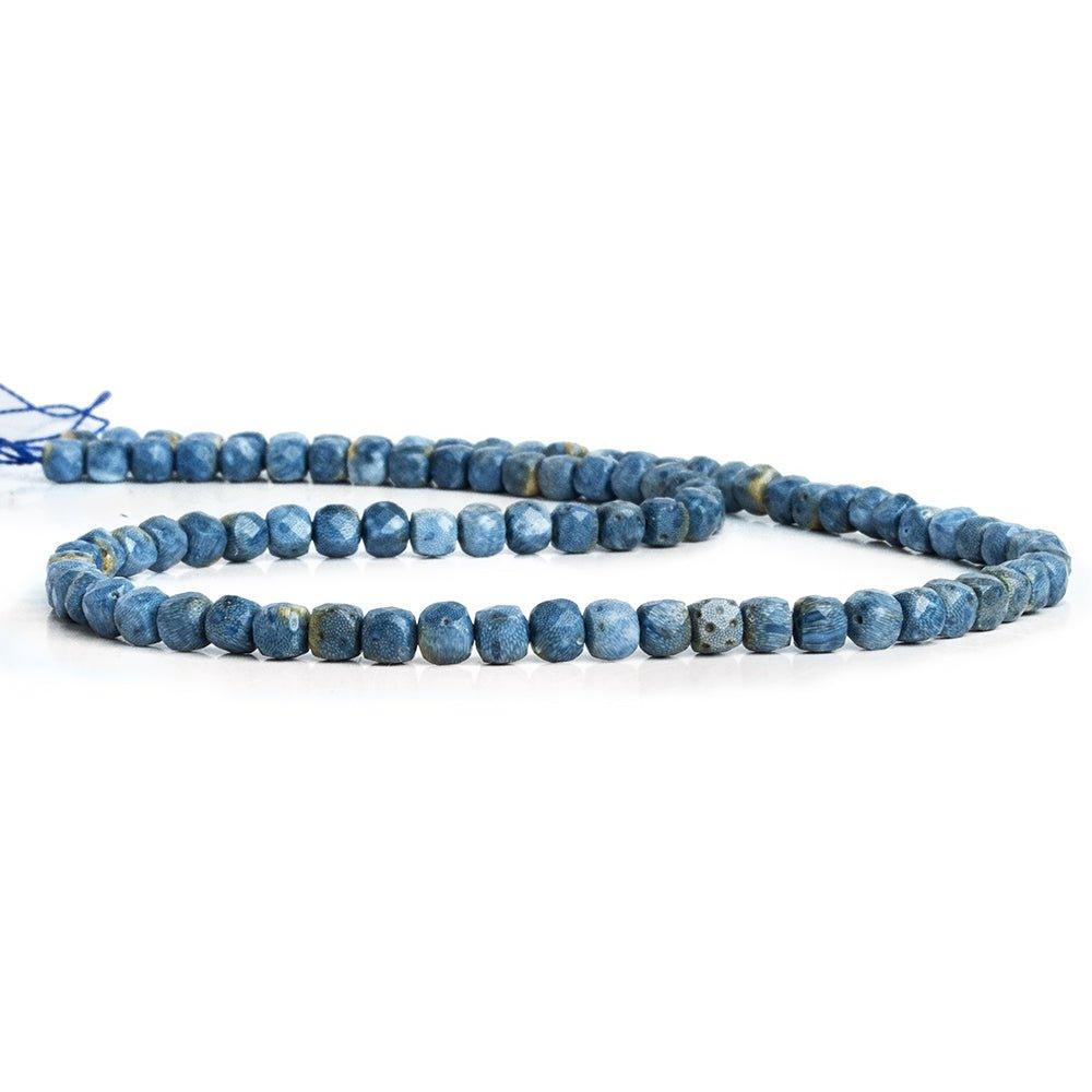 Blue Sponge Coral Faceted Cube Beads 15 inch 90 pieces - The Bead Traders