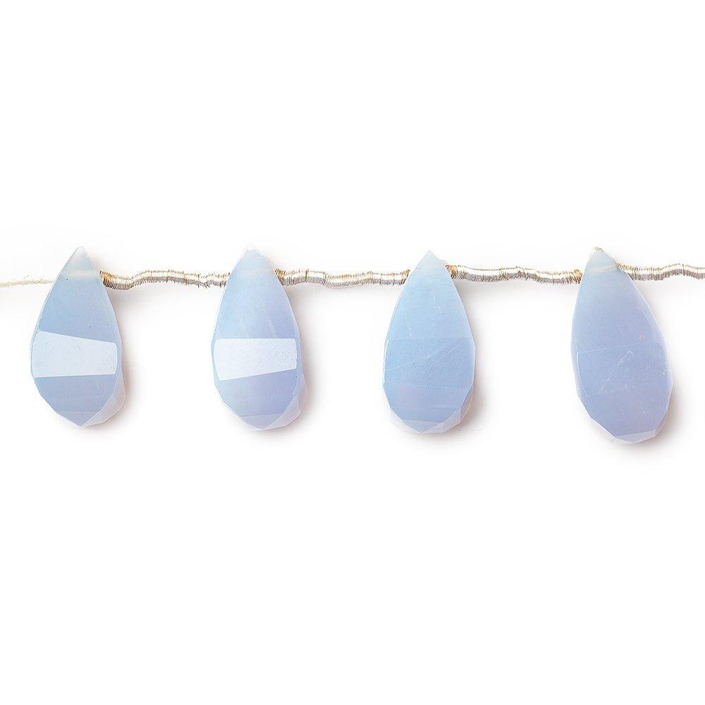 Blue Turkish Chalcedony Top Drilled Faceted Twist Beads 8" length, 11x6-14x7mm, 15 pcs - The Bead Traders