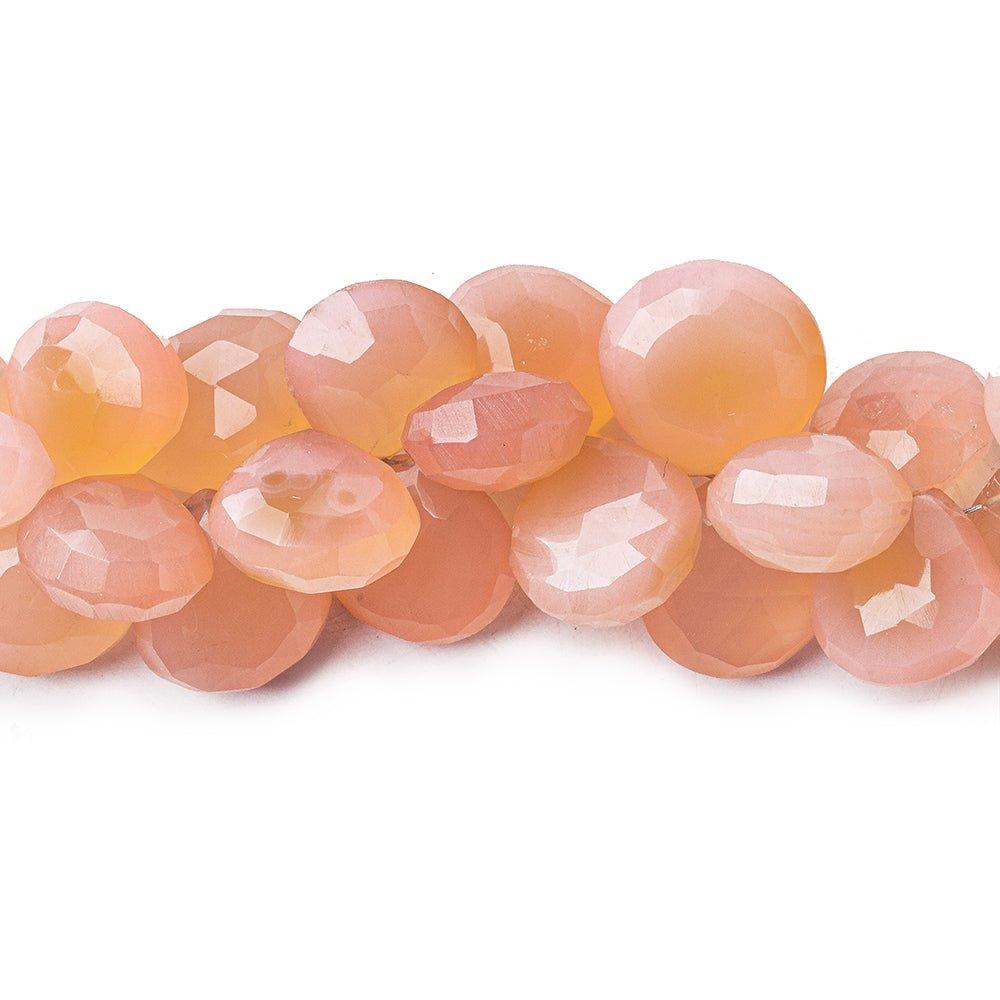 Blush Pink Chalcedony faceted hearts 8 inch 9x9-11x11mm 52 beads - The Bead Traders