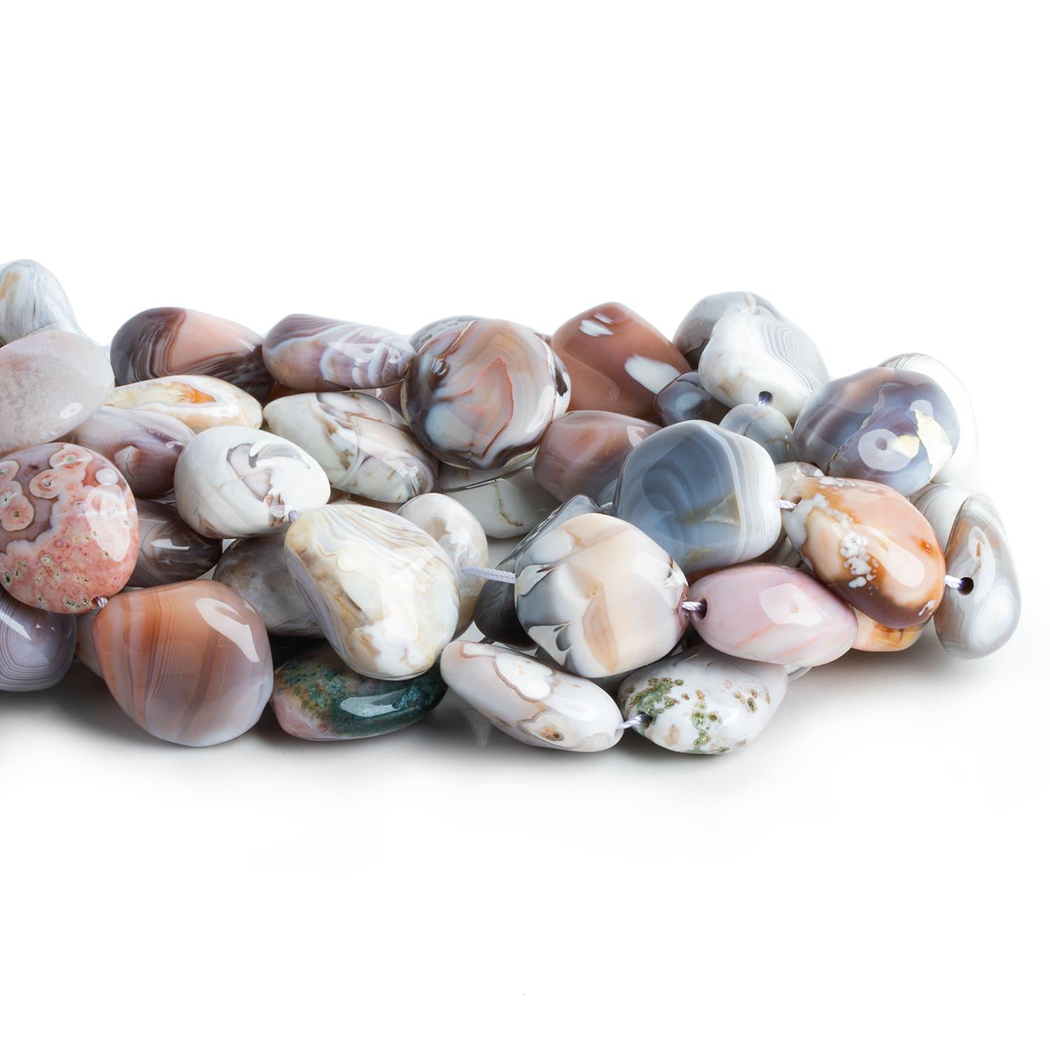 Botswana Agate Plain Nuggets 16 inch 18 beads - The Bead Traders