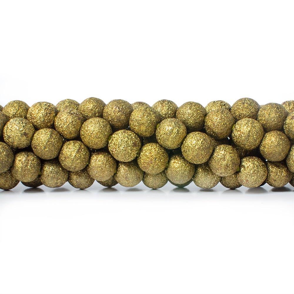 Brass Round 8mm Stardust Bead, 8" length, 27 pcs - The Bead Traders