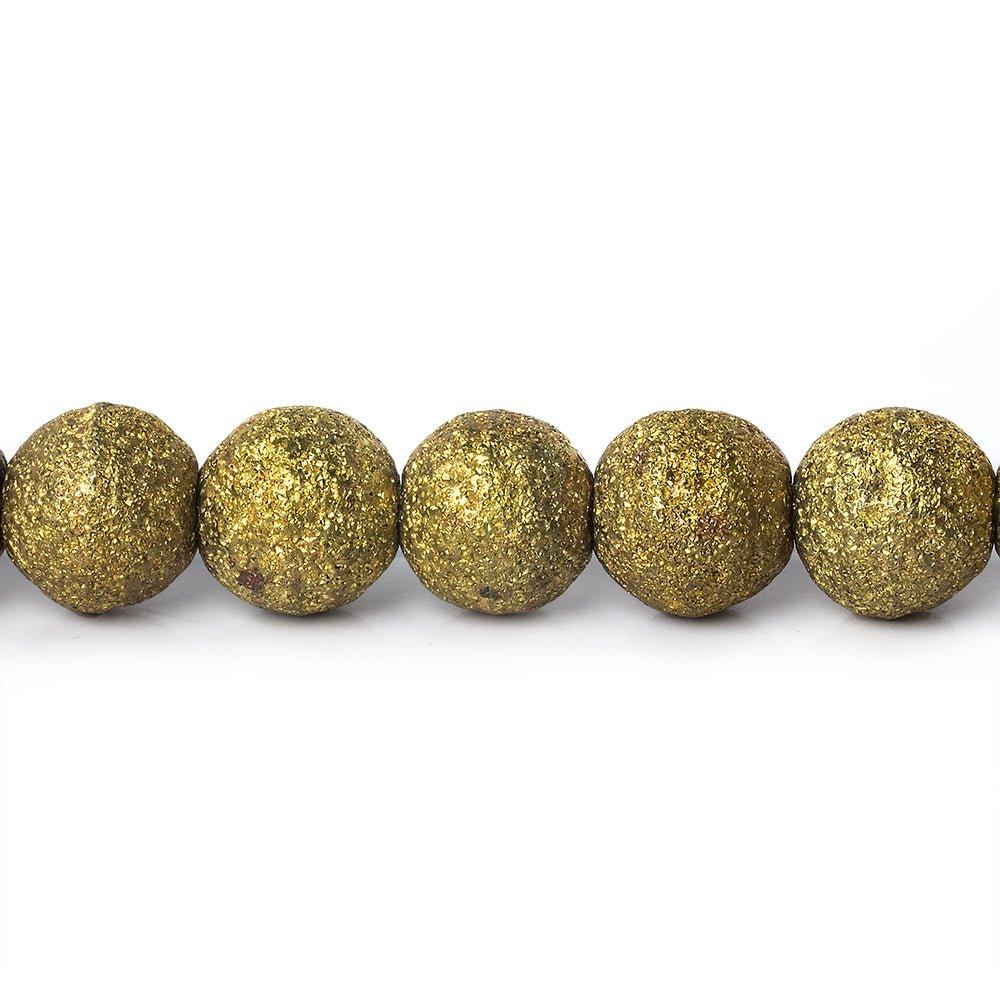 Brass Round 8mm Stardust Bead, 8" length, 27 pcs - The Bead Traders