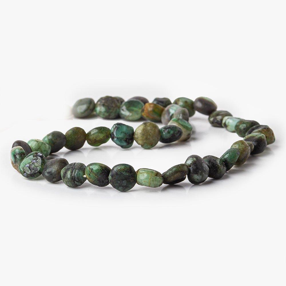 Brazilian Emerald puffy plain nuggets 12 inch 35 beads - The Bead Traders