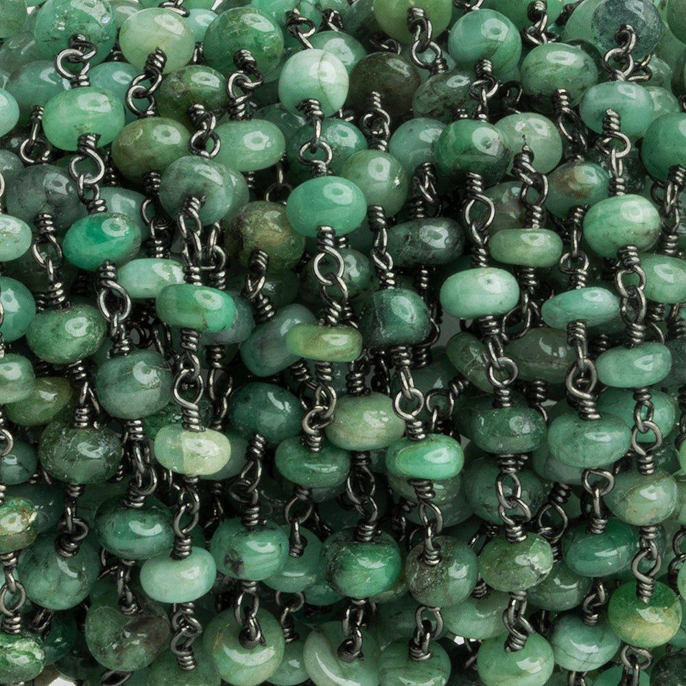 Brazilian Emerald Rondelle Black Gold Chain by the Foot 33 pieces - The Bead Traders
