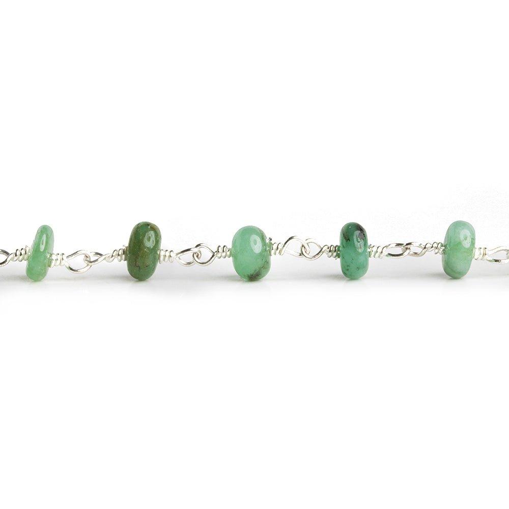 Brazilian Emerald Rondelle Silver Chain by the Foot 30 pieces - The Bead Traders