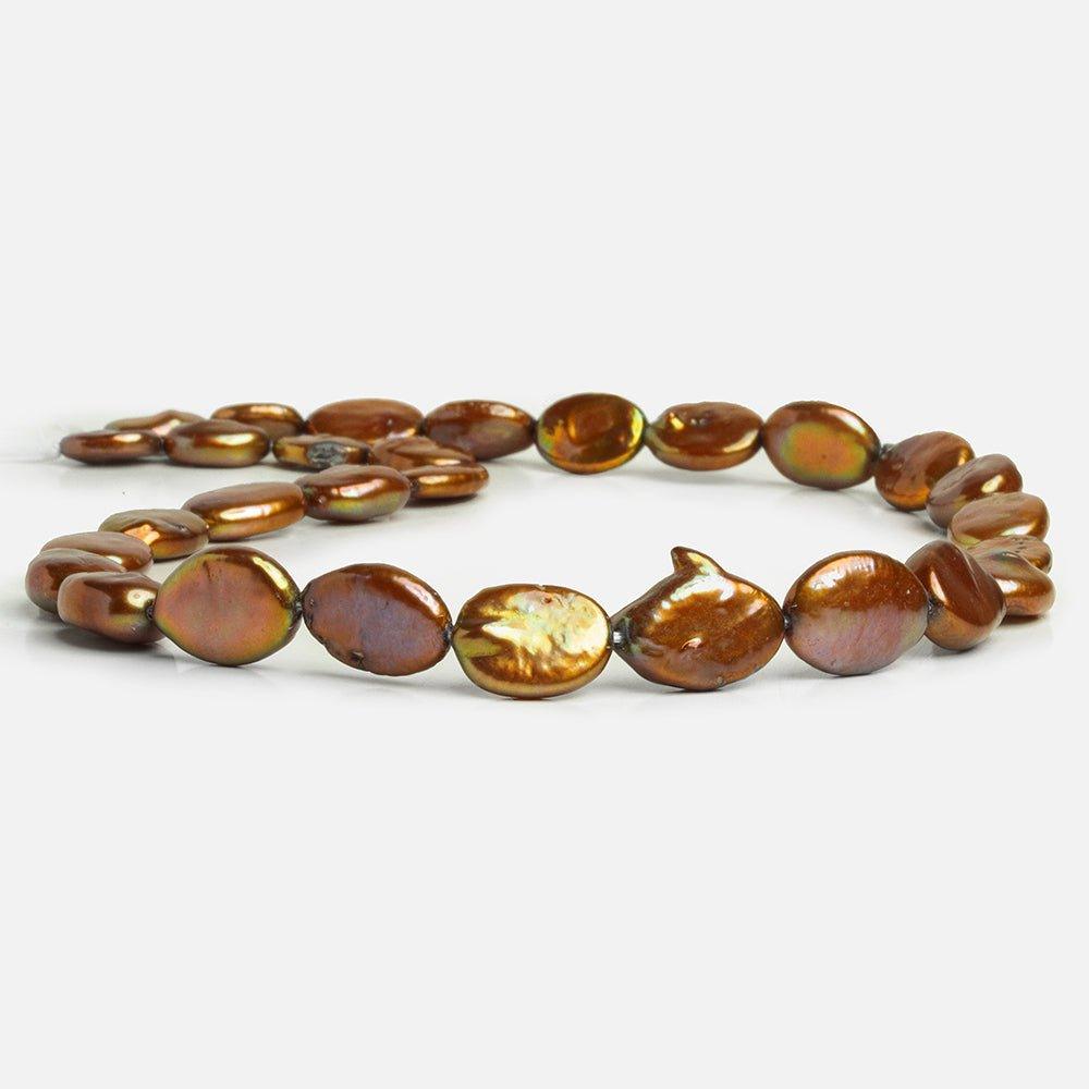Bronze Flat Oval Freshwater Pearls 15 inch 29 pieces - The Bead Traders