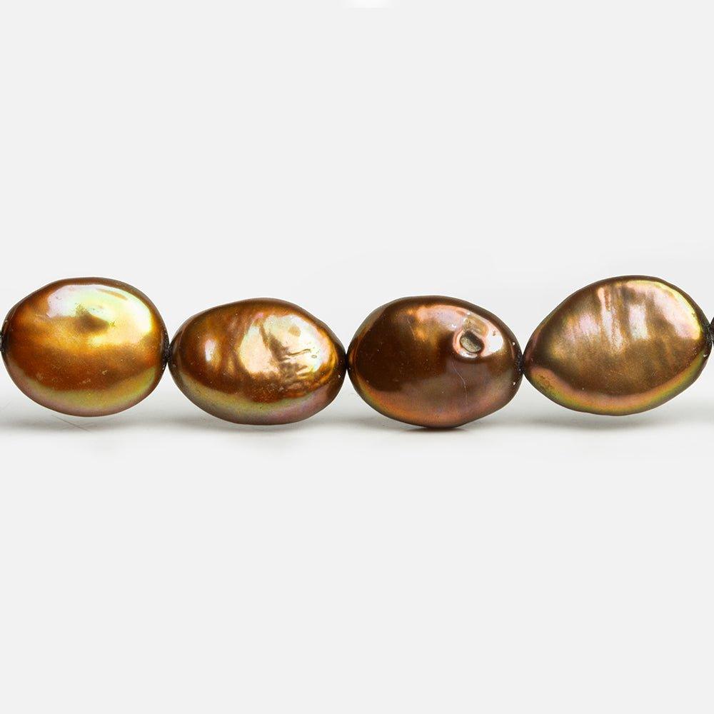 Bronze Flat Oval Freshwater Pearls 15 inch 29 pieces - The Bead Traders