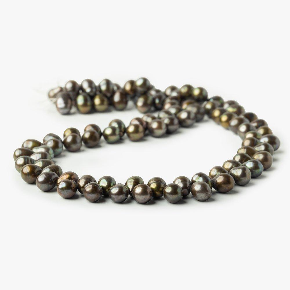 Bronze Green Baroque top drilled freshwater pearls 16 inch 90 pieces 8x6mm - The Bead Traders