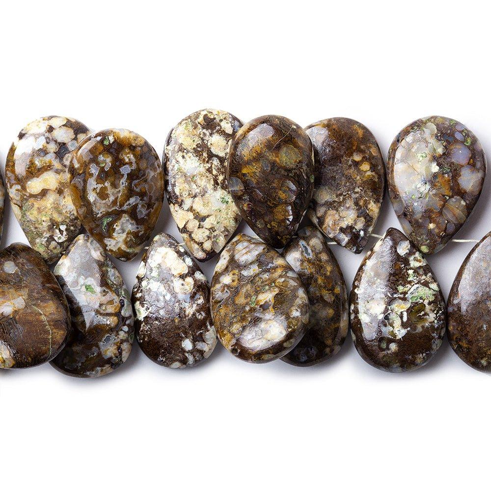 Brown and Cream Brecciated Jasper Plain Pear Beads 8 inch 39 pieces - The Bead Traders