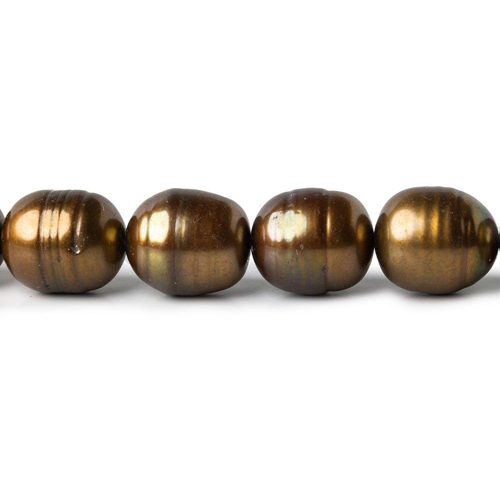 Brown straight drilled ringed Baroque freshwater pearls 16 inch 32 pieces 10x12mm - The Bead Traders