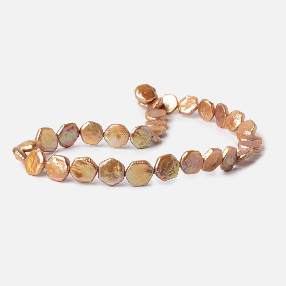 Caramel Brown Hexagon Fancy Blister Freshwater Pearls 15.5 inch 32 pieces 12mm - The Bead Traders