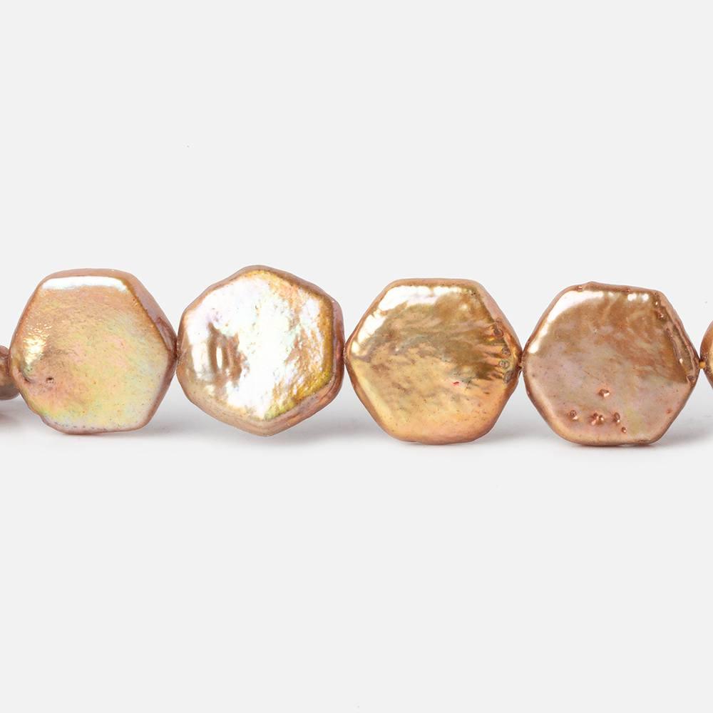 Caramel Brown Hexagon Fancy Blister Freshwater Pearls 15.5 inch 32 pieces 12mm - The Bead Traders