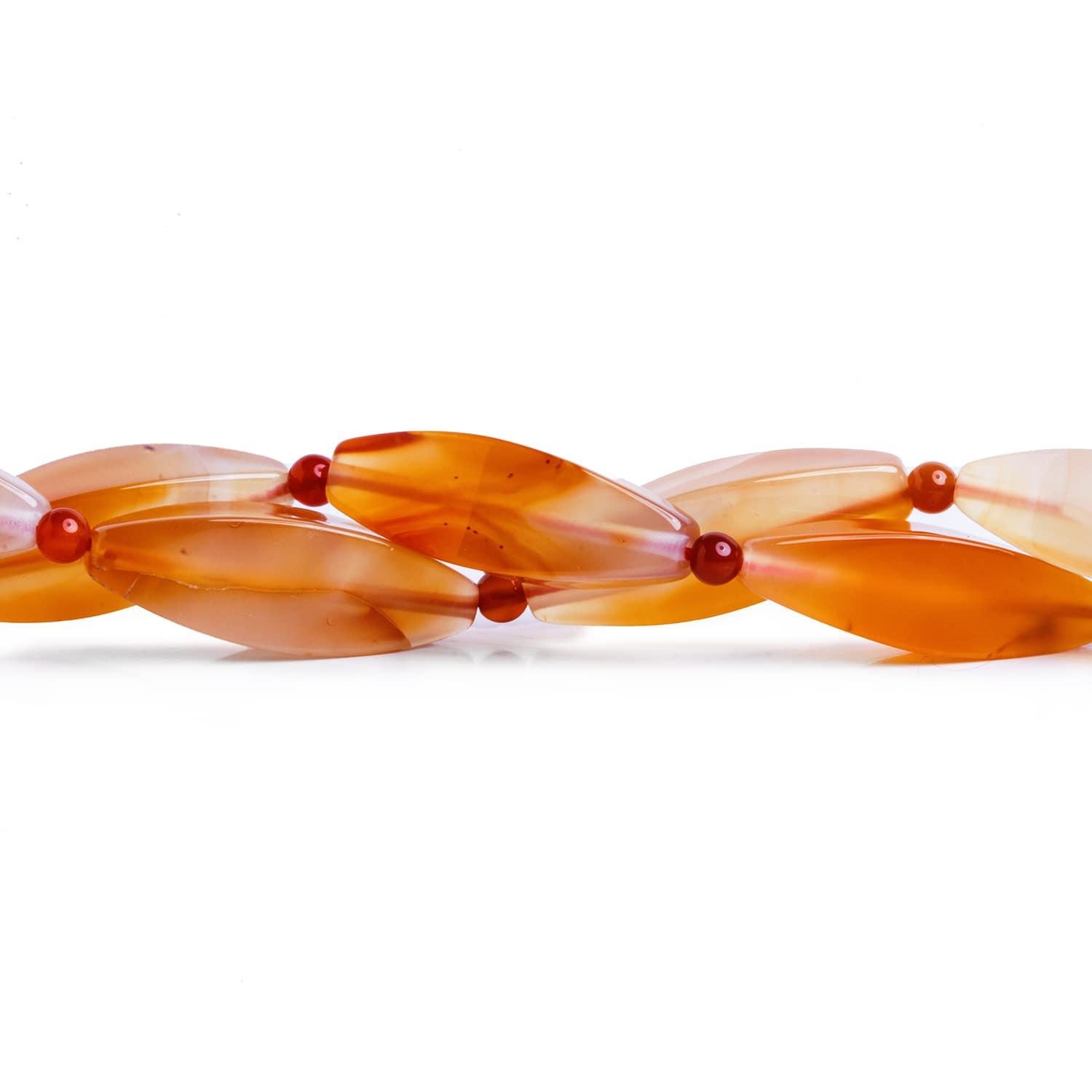 Carnelian 4-Sides Marquise 16 inch 12 beads - The Bead Traders