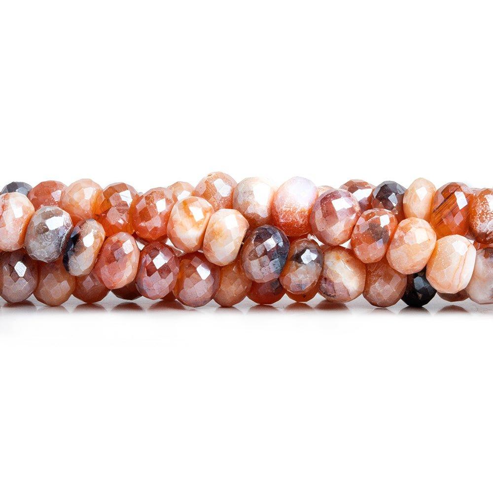 Carnelian & Agate Faceted Rondelle Beads 7.5 inch 40 pieces - The Bead Traders