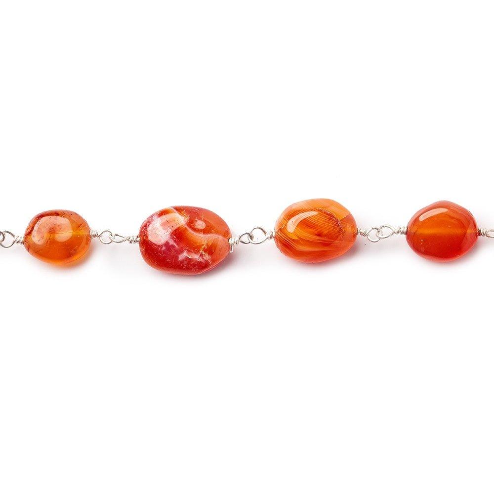 Carnelian Agate plain nugget Silver plated Chain by the foot - The Bead Traders
