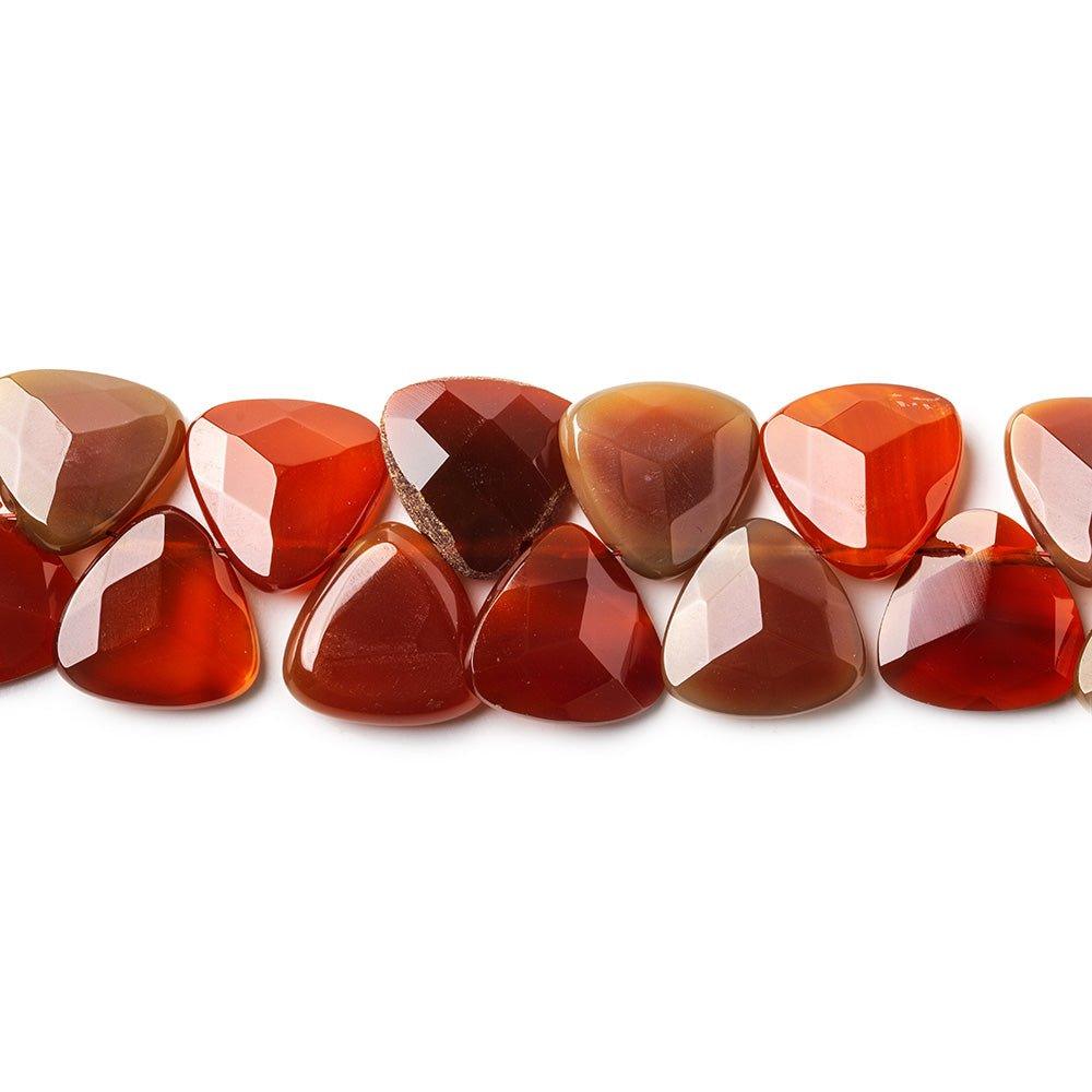 Carnelian Beads Faceted Trillions 13x13mm avg Corner Drilled, 8" length, 30 pcs - The Bead Traders