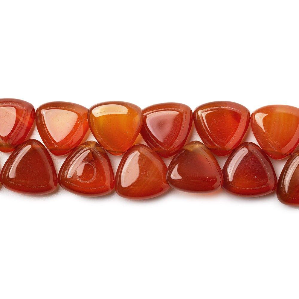 Carnelian Beads Plain Triangles 13x13mm avg Corner Drilled, 7.5" length, 30 pcs - The Bead Traders