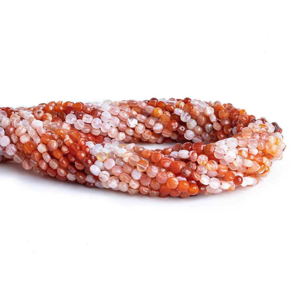 Carnelian checkerboard calibrated faceted coins 12 inch 85 pieces - The Bead Traders