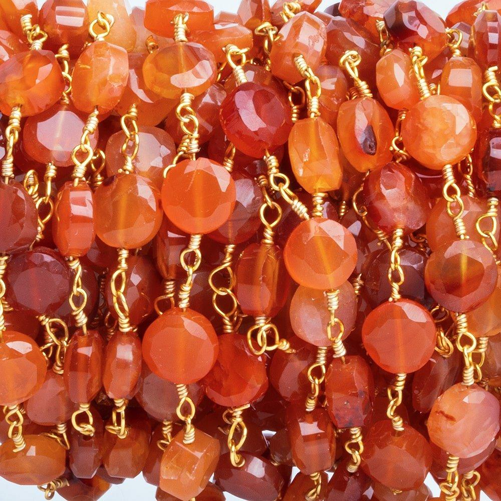 Carnelian faceted coin Gold Chain 21 pieces - The Bead Traders