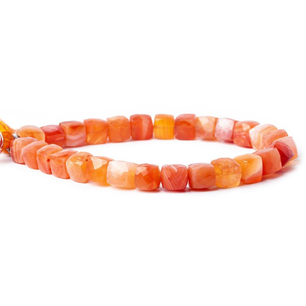Carnelian Orange Agate faceted cubes 7x7mm average 7.5 inch 28 beads - The Bead Traders