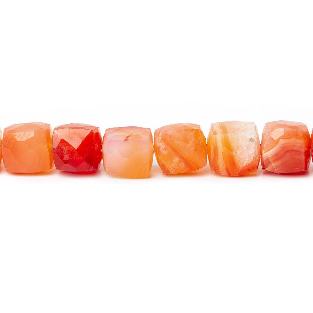 Carnelian Orange Agate faceted cubes 7x7mm average 7.5 inch 28 beads - The Bead Traders