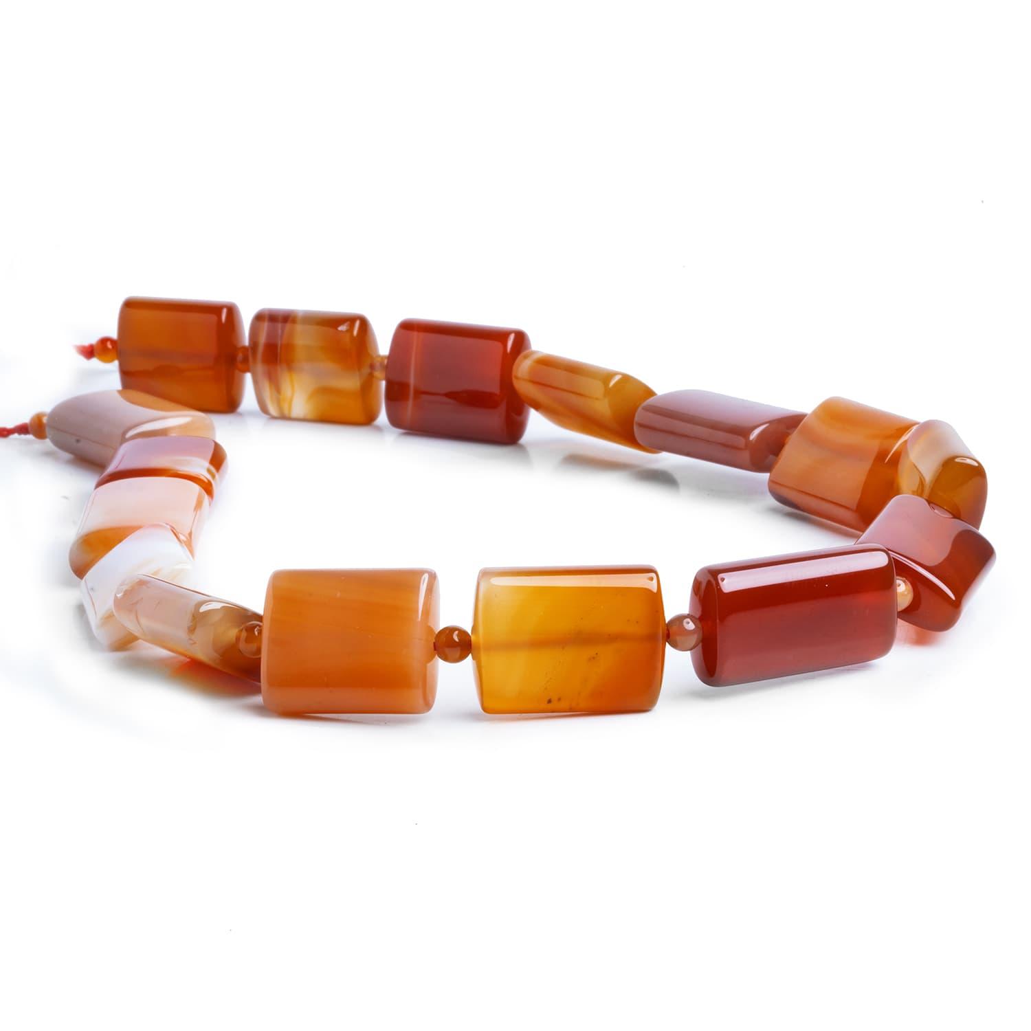 Carnelian Plain Rectangles 16 inch 14 beads - The Bead Traders