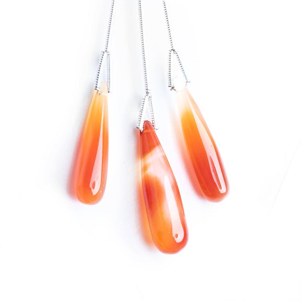 Carnelian Plain Teardrop Focal Beads 3 Pieces - The Bead Traders