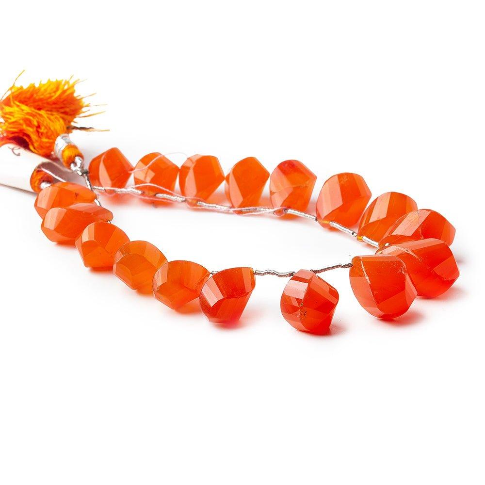 Carnelian Top Drilled Faceted Twist Beads, 7.5 inch length, 14x9-18x10mm, 17 pieces - The Bead Traders