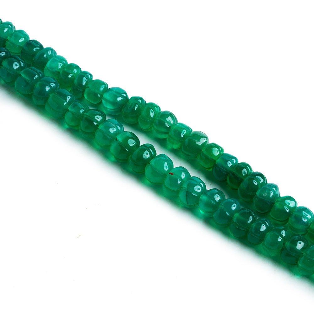 Carved Green Onyx Rondelles - Lot of 2 - The Bead Traders