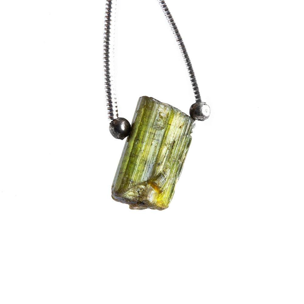 Cat's Eye Green Tourmaline Natural Crystal Focal Bead 1 Piece - The Bead Traders