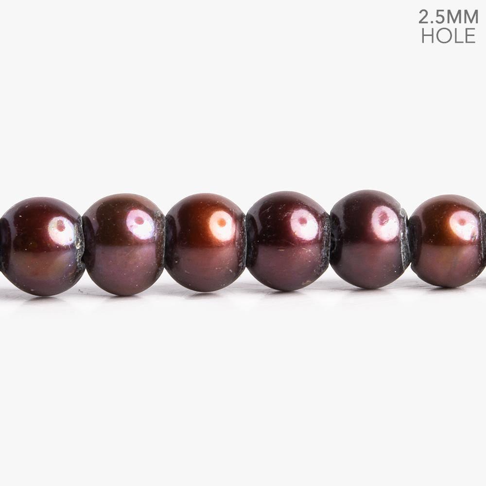 Chocolate Large Hole Off Round Freshwater Pearls 16 inch 75 pieces - The Bead Traders