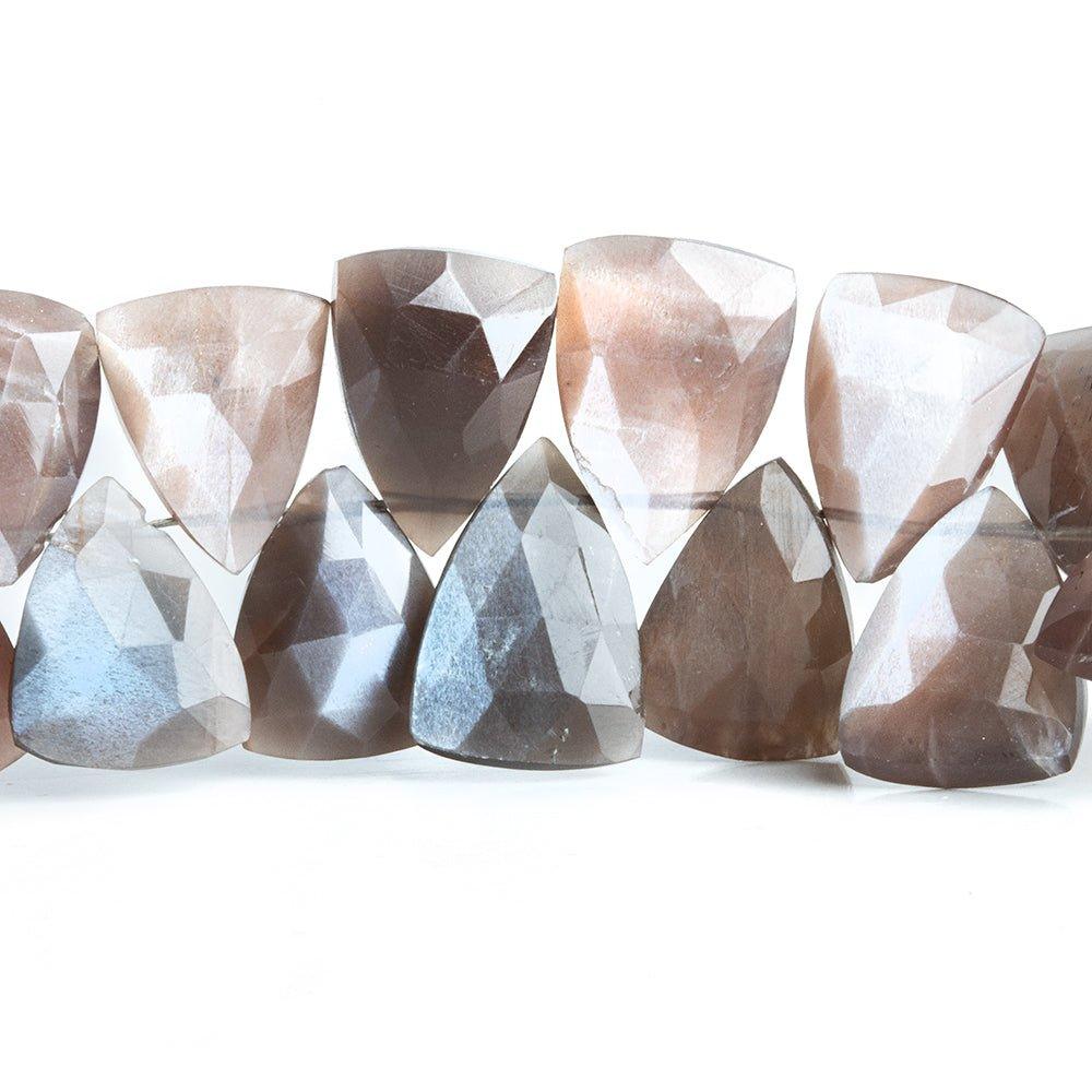 Chocolate Moonstone Top Drilled Faceted Triangle Beads 8 inch 44 pieces - The Bead Traders
