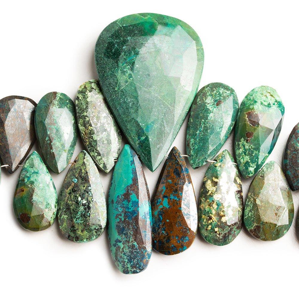 Chrysocolla Faceted Pear Beads 8 inch 36 pieces - The Bead Traders