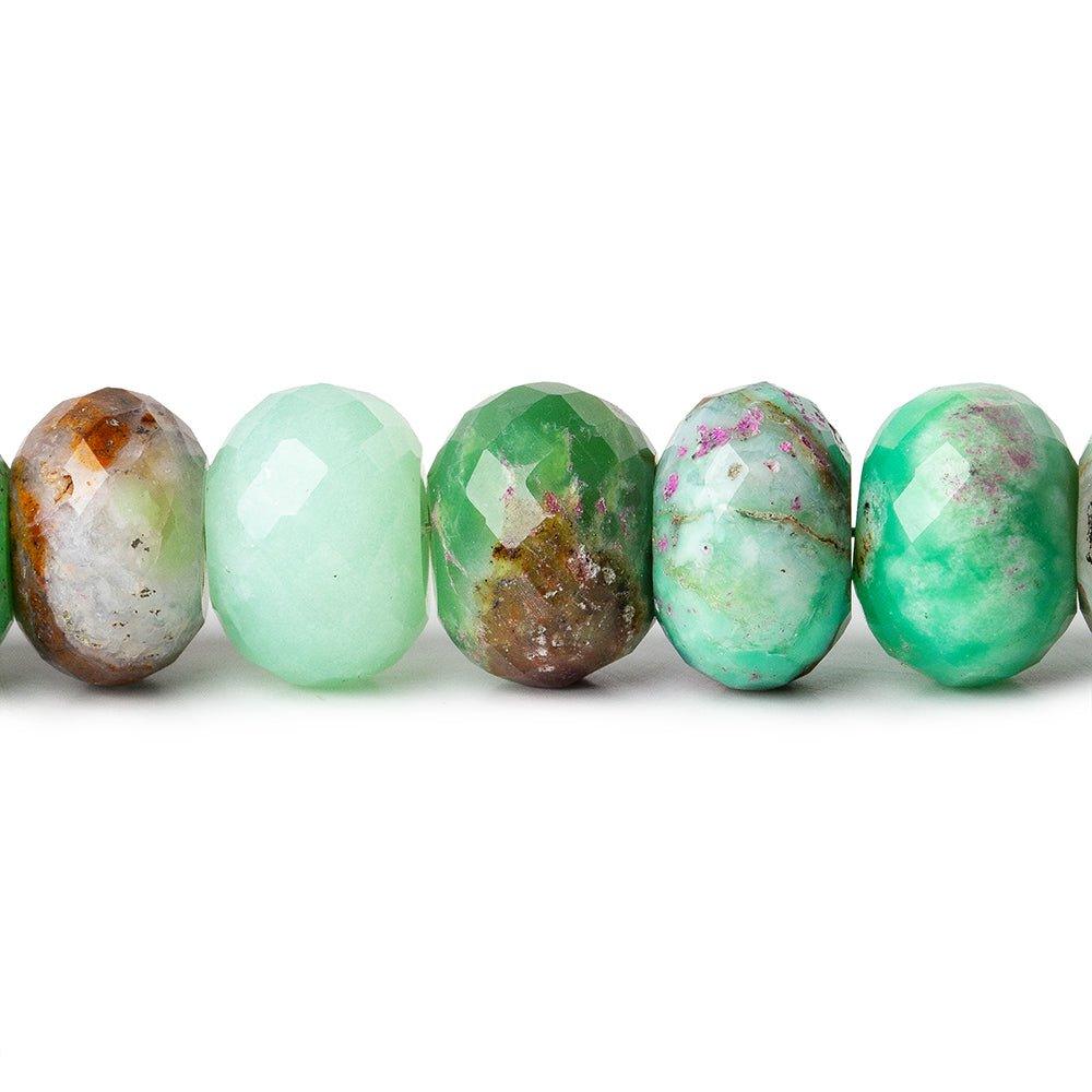 Chrysoprase and Matrix faceted rondelles 10-10.5mm 8 inch 28 beads - The Bead Traders