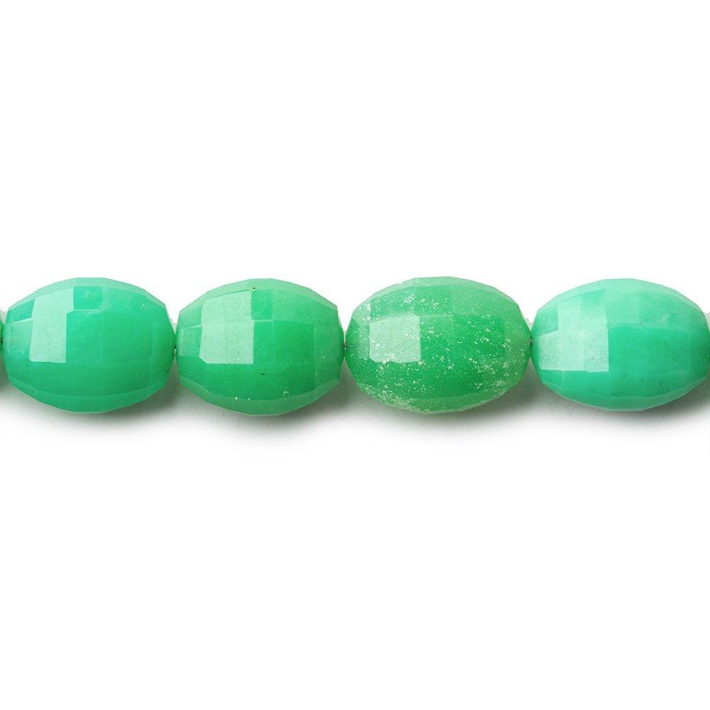 Chrysoprase straight drill checkerboard faceted nuggets 8 inch 19 beads 7x6-9x7mm - The Bead Traders