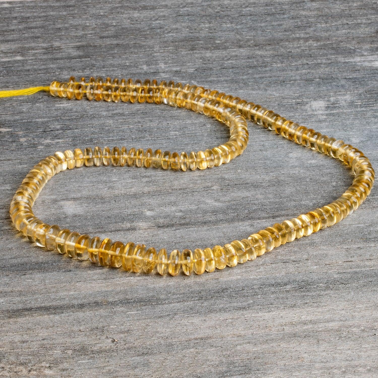 Citrine Plain Rondelles 19 inch 150 beads AA - The Bead Traders