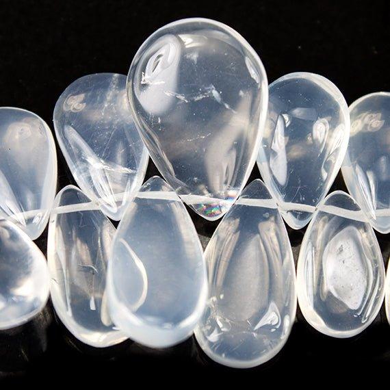 Clear Opalite Plain Pear Beads, 8 inches, 11x8-x17x11mm, 55 pieces - The Bead Traders
