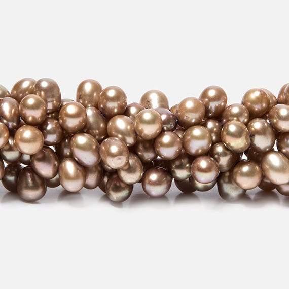 Coffee Top Drilled Oval Freshwater Pearls 16 inch 78 pcs - The Bead Traders