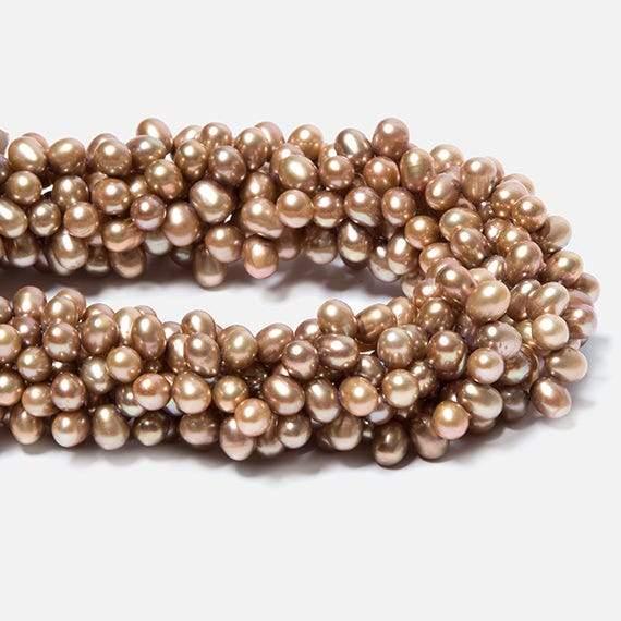 Coffee Top Drilled Oval Freshwater Pearls 16 inch 78 pcs - The Bead Traders