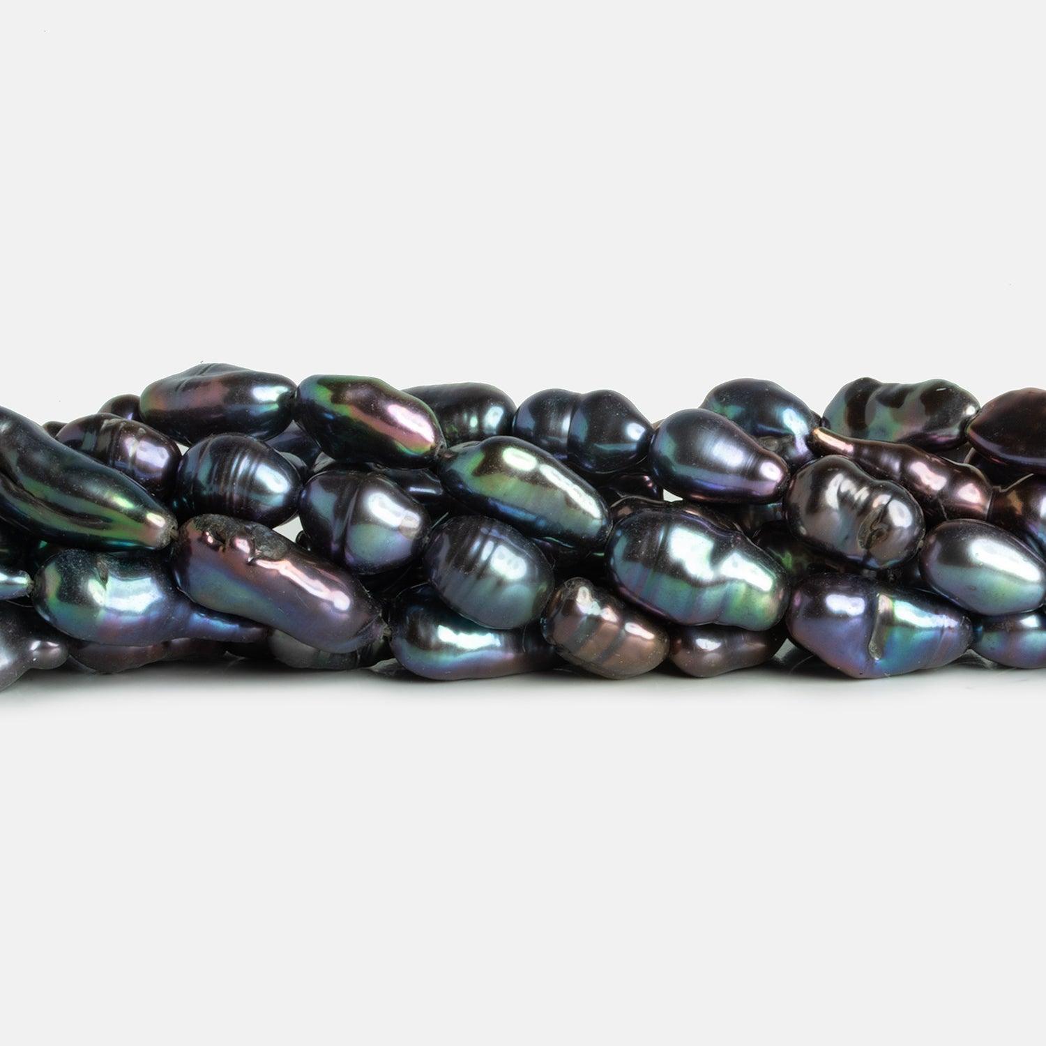 Cool Peacock Peacock Keshi Straight-Drilled Pearls 15 inch 22 pieces - The Bead Traders