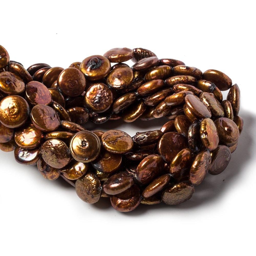 Copper Coin Freshwater Pearls 15.5 inch 31 pieces 12-13mm - The Bead Traders