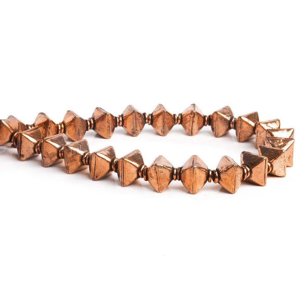 Copper Fancy Pyramid Beads 8 inch 21 pieces - The Bead Traders