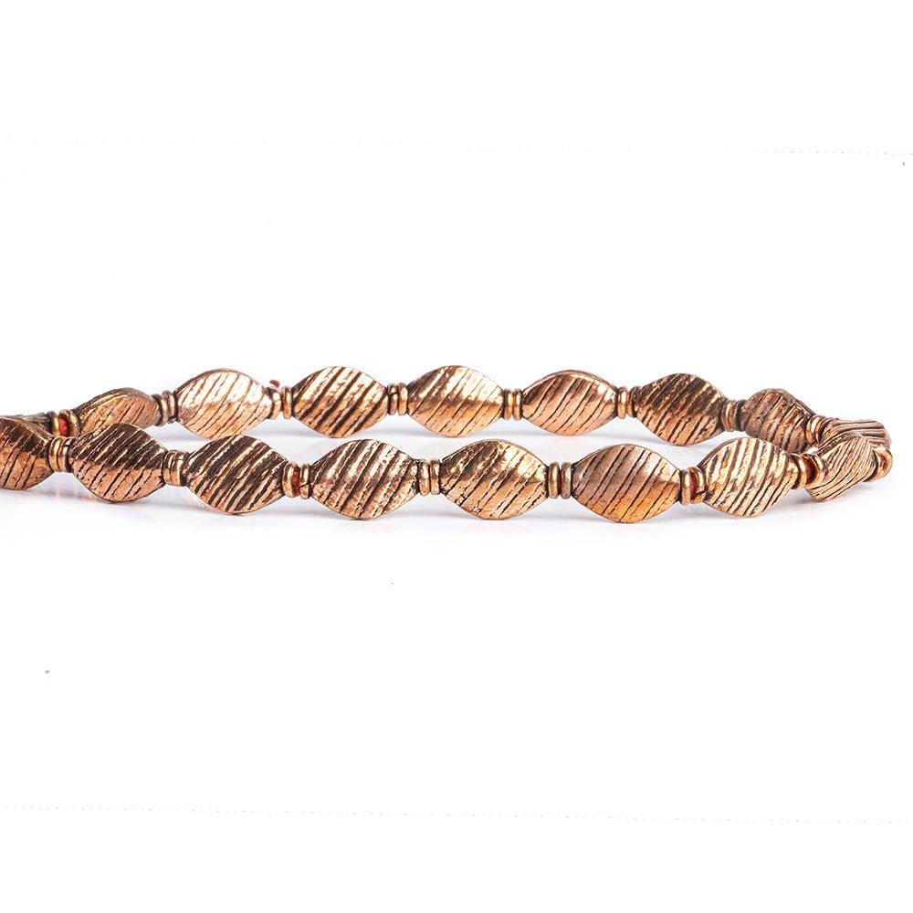 Copper Ribbed Bicone Beads 8 inch 17 pieces - The Bead Traders