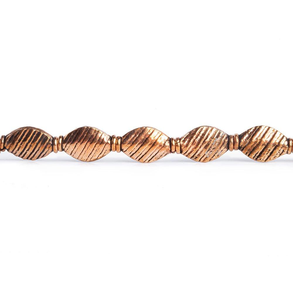 Copper Ribbed Bicone Beads 8 inch 17 pieces - The Bead Traders