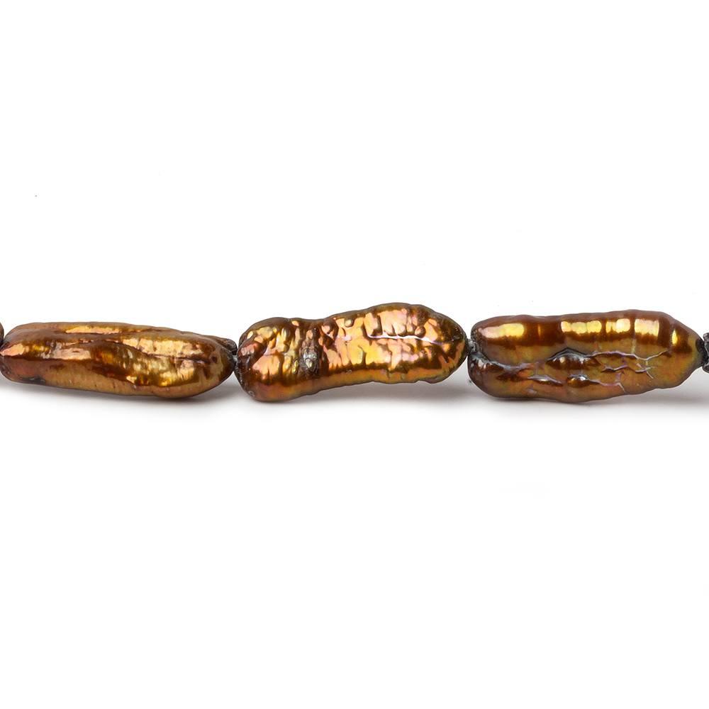 Copper Straight Drill Biwa Pearls 15 inch 20 pieces 20x7-23x10mm - The Bead Traders